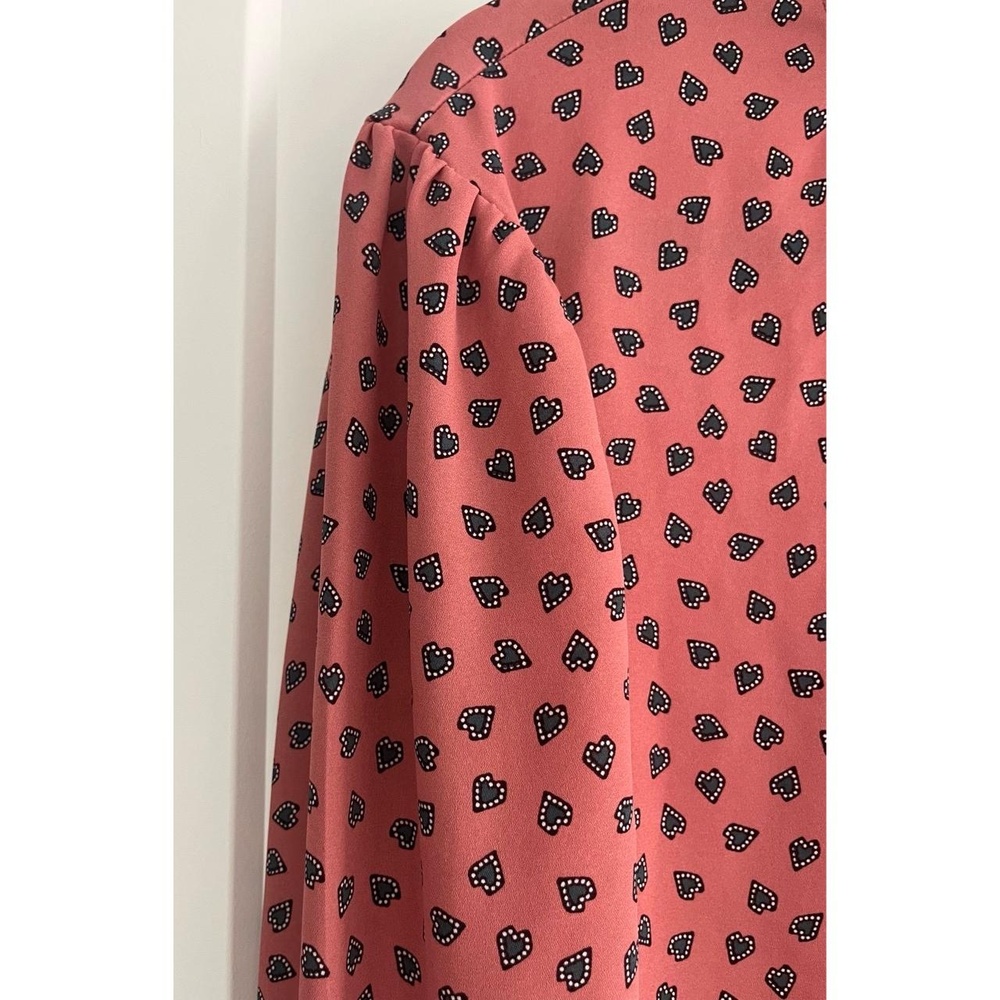 EUC Ann Taylor Womens Long Sleeve Blouse Dusty Rose Smocked Neck Romantic, Large - Picture 4 of 13